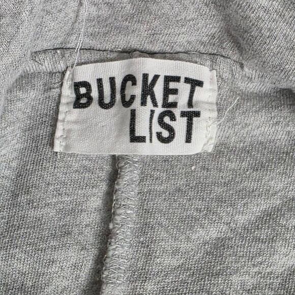Bucket List M Gray Raw Hem Button Front Top - Picture 6 of 8